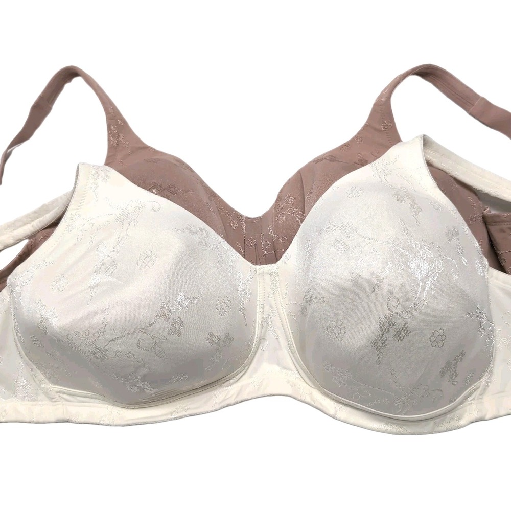 Modern Movement Wire Free Bra 40DD Set Lot of 2 Tan Cream Stretch Straps